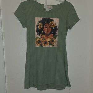 Green Kids Shirt with Artistic Print
